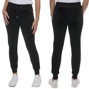 NWT Calvin Klein Velour Drawstring Jogger Pants in Black